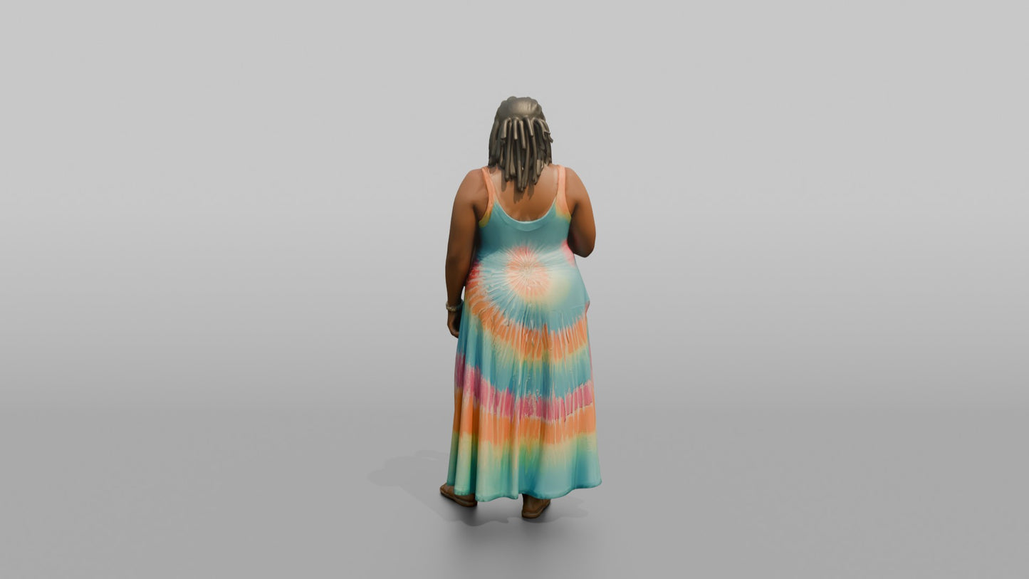Vacationer Wearing Tie Dye Summer Maxi Dress