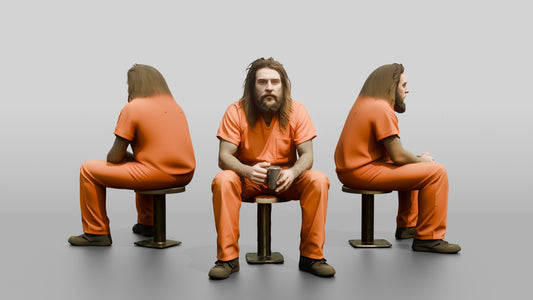 White Male Prisoner in an Orange Jumpsuit
