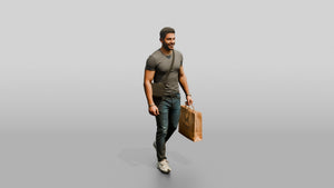 Athletic Young Egyptian Man Holding a Shopping Bag - 3D character model, view 1
