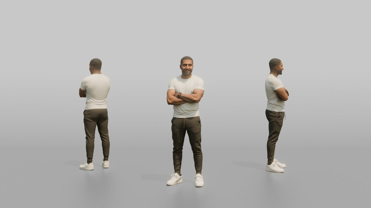Fitness Influencer Man Standing Confidently With Arms Crossed - 3D character model, view 1