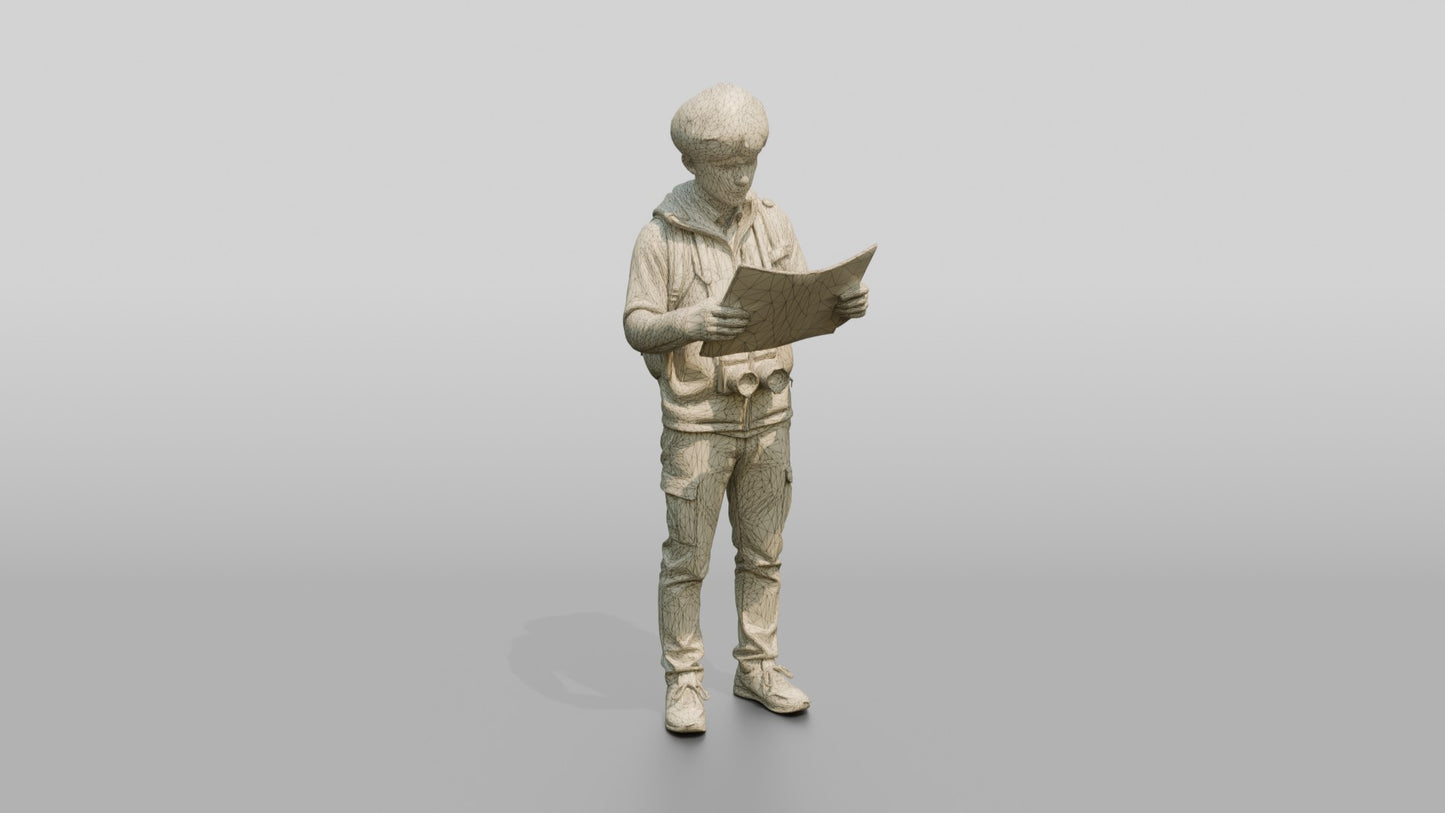 Man Looking at Temple Map