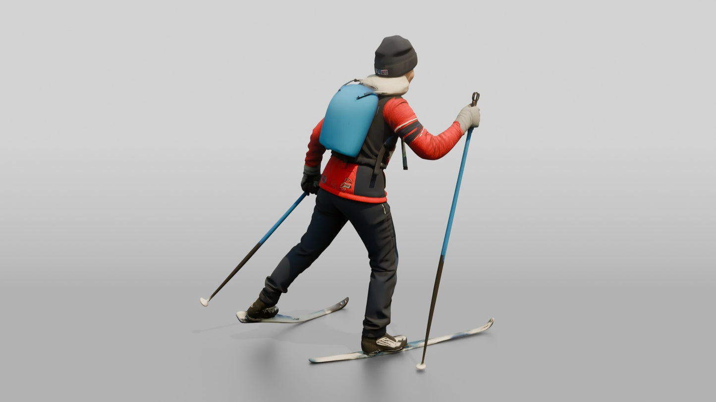 Elderly Norwegian Woman Cross-Country Skiing