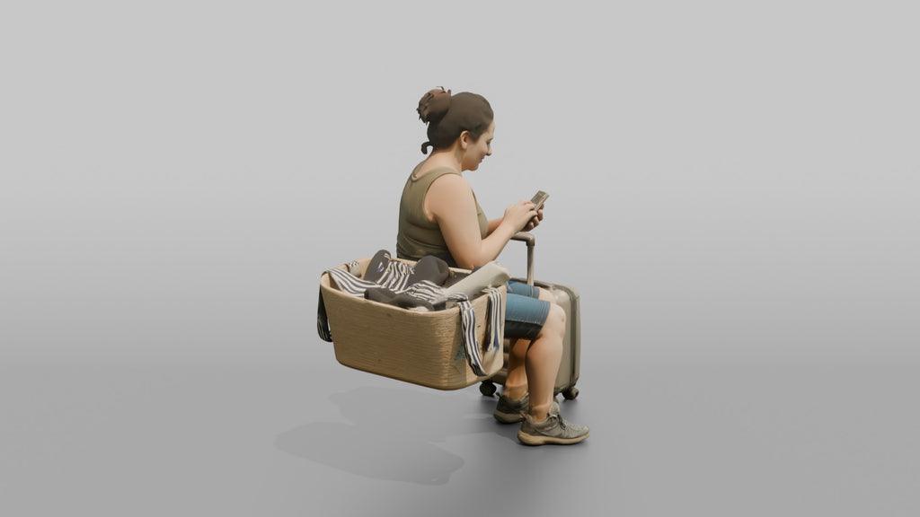 Traveler Scrolling Her Phone At The Gate