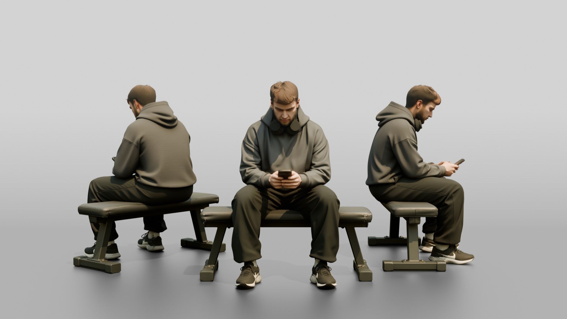Man Sitting on Fitness Bench