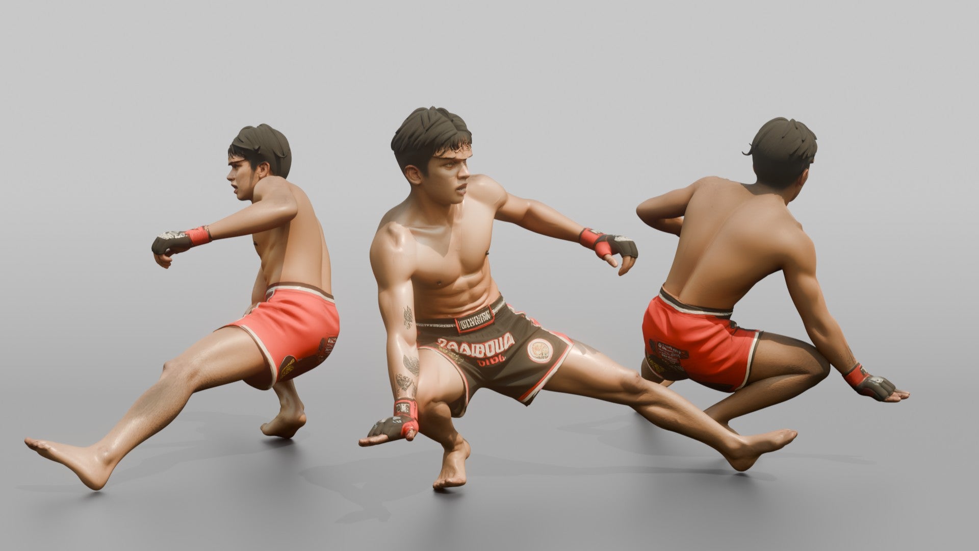 MMA Fighter Low Sweeping Evasive Maneuver