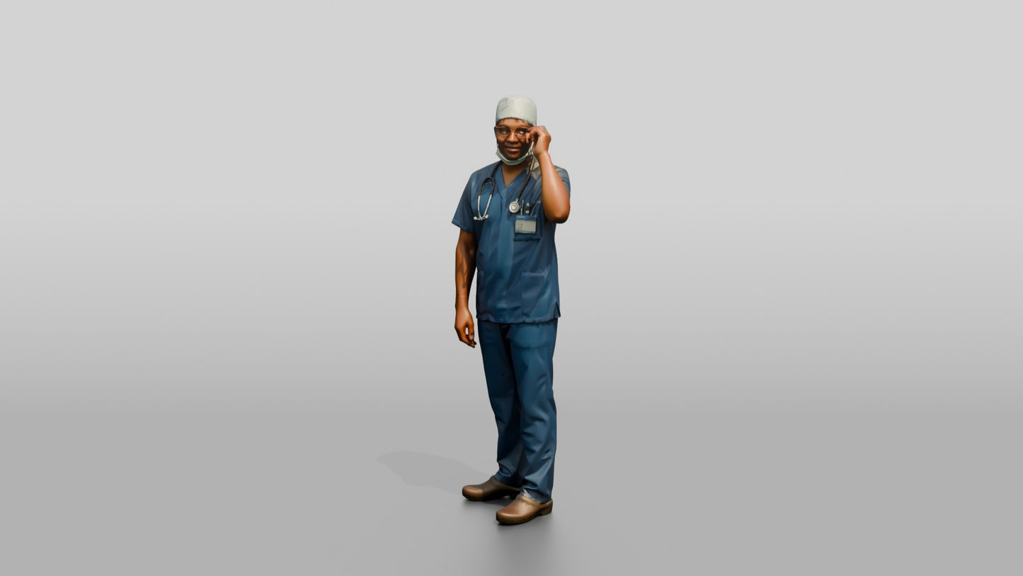 Young Black Man Doctor Adjusting Glasses