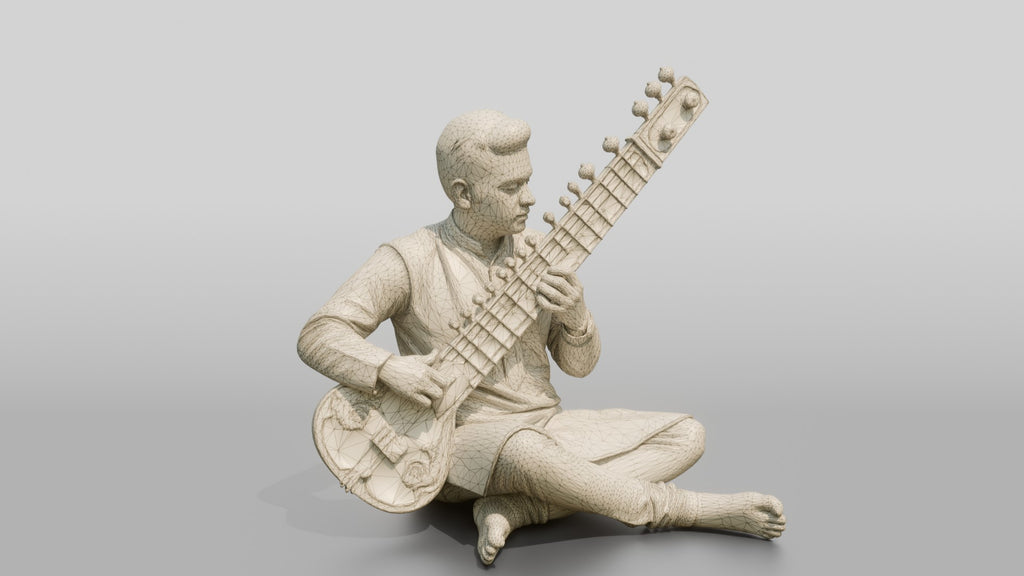 Sitar Player Sitting Cross-Legged