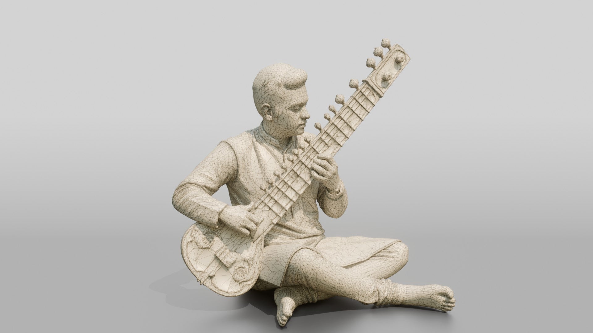Sitar Player Sitting Cross-Legged