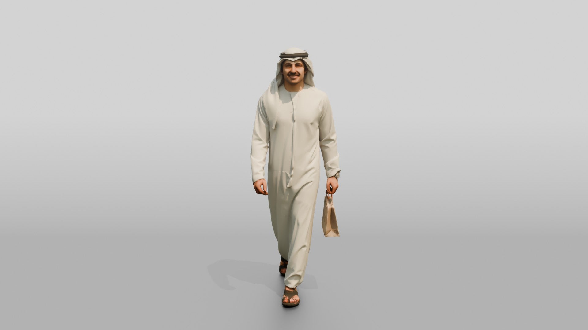 Young Emirati Man in White Kandura Shopping