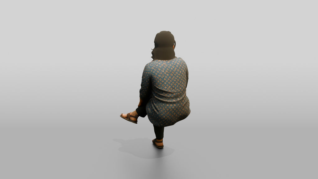 Homeless Woman Sitting with a Distant, Unfocused Gaze