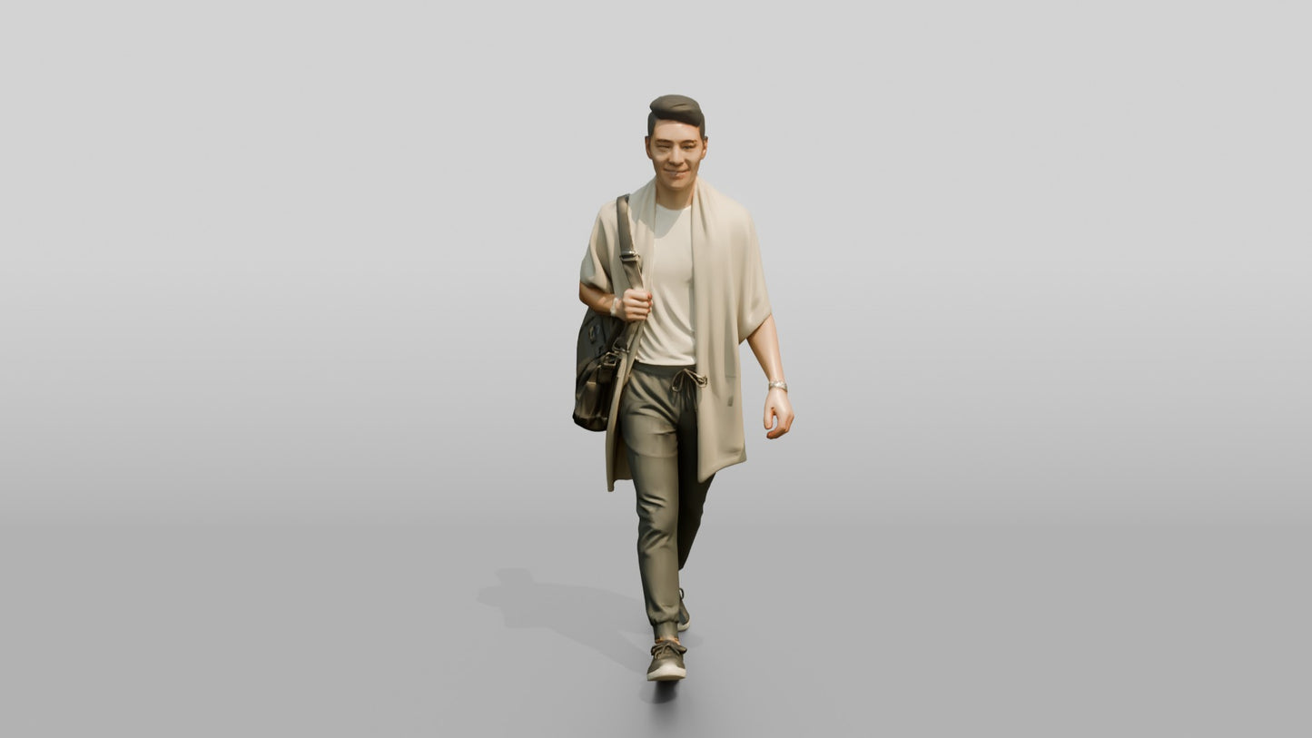 Walking Man in Linen Wrap