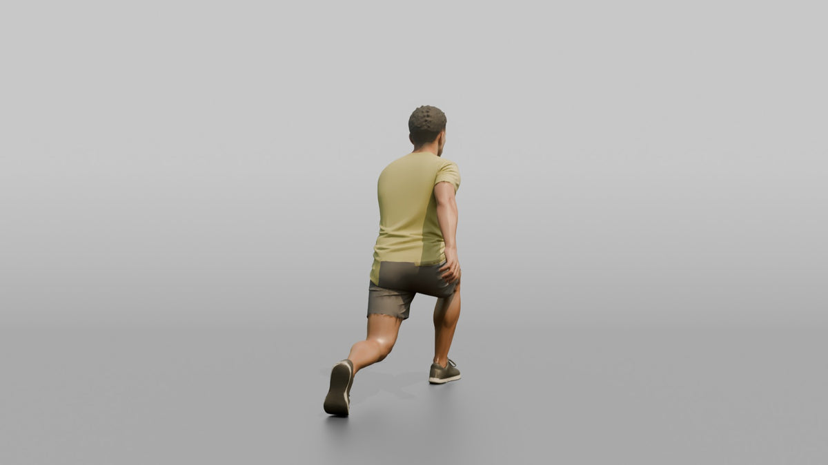 Bodyweight Athlete Man In A Deep Bodyweight Lunge - 3D character model, view 2