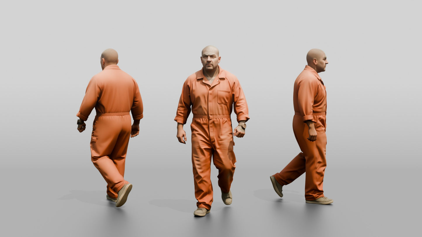 Latino Male Prisoner in an Orange Jumpsuit