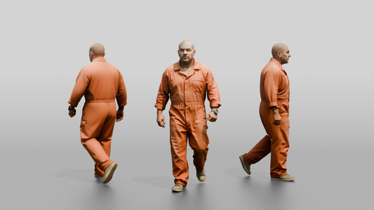Latino Male Prisoner in an Orange Jumpsuit