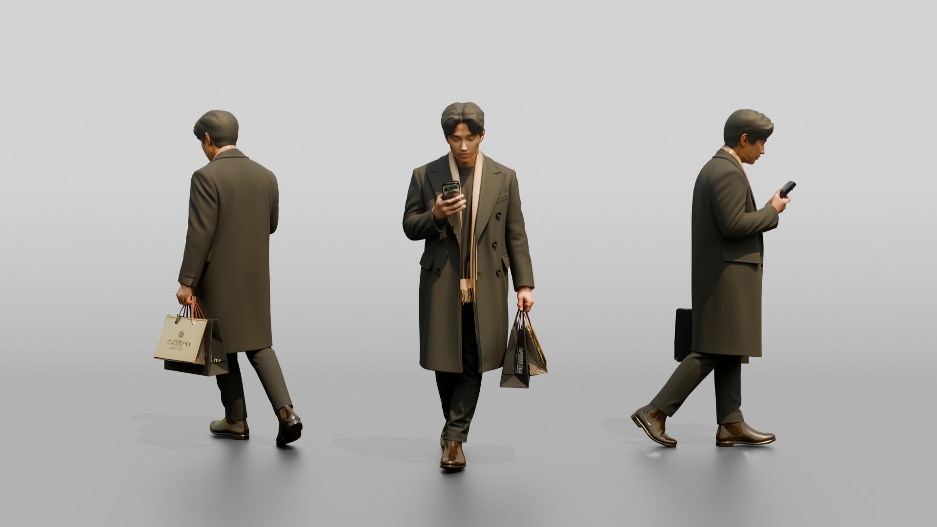 Man Checking Phone While Shopping