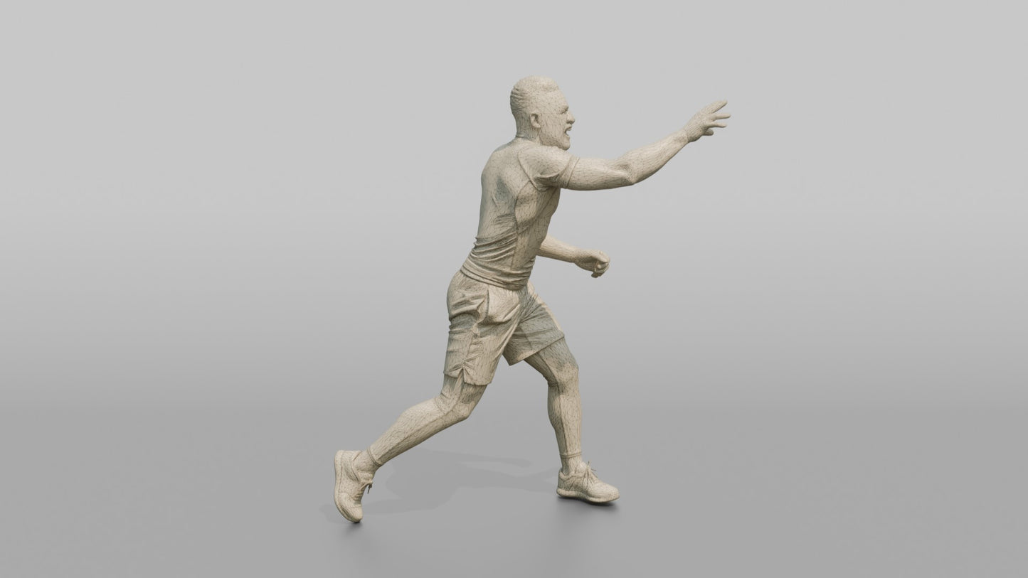 Protester Man Running and Reaching Forward