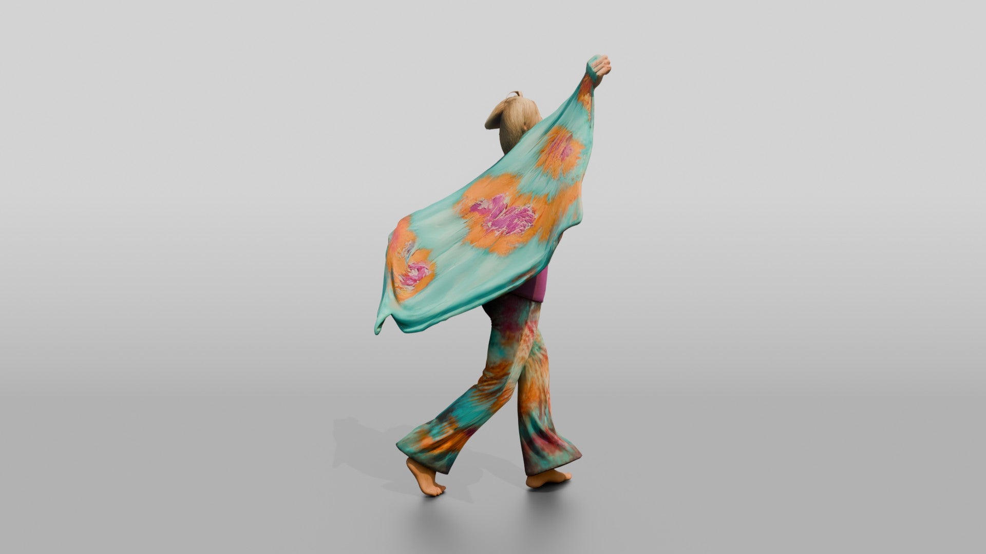 Tie-Dye Dancer with a Flowing Shawl