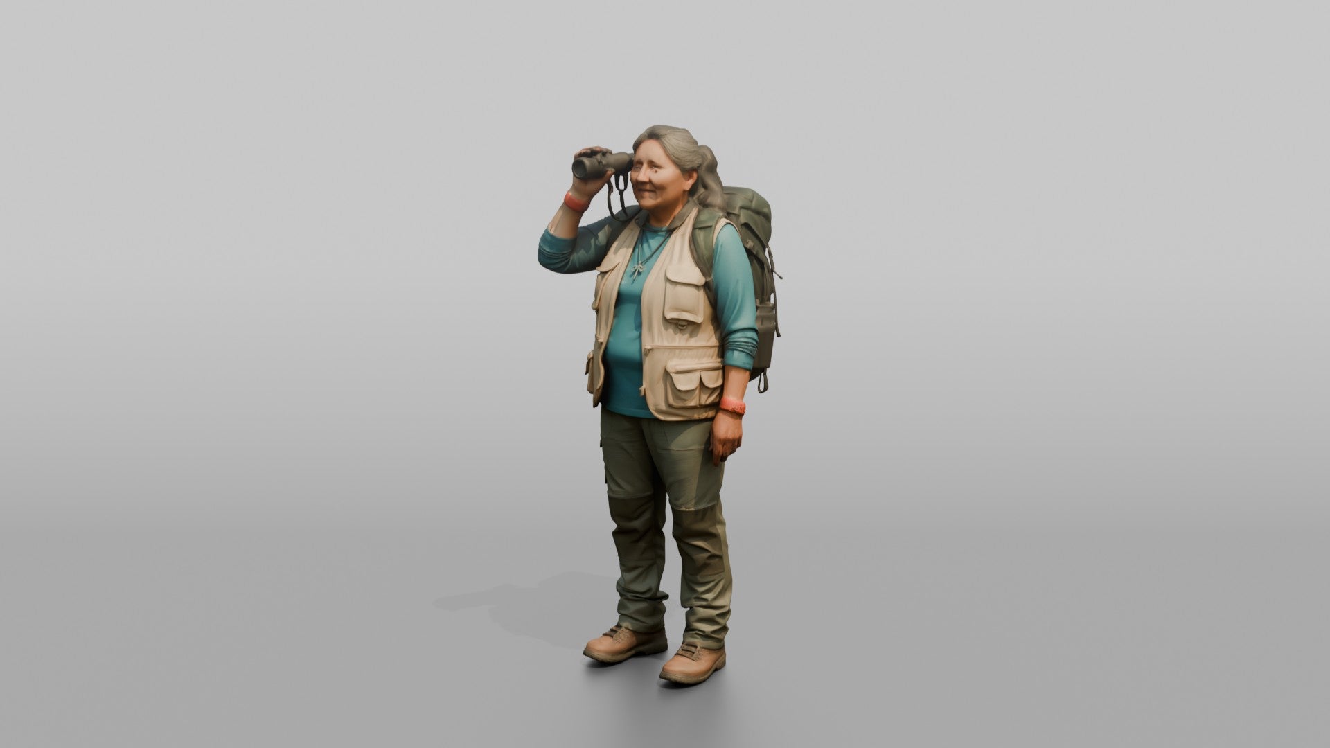 Hiker Holding Up a Pair of Binoculars