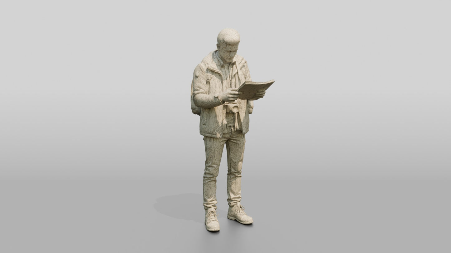 Young Man Looking at Church Map