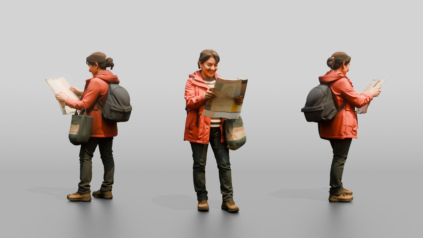Woman Navigating Busy Market