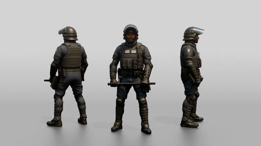 Riot Police Officers Standing at Attention