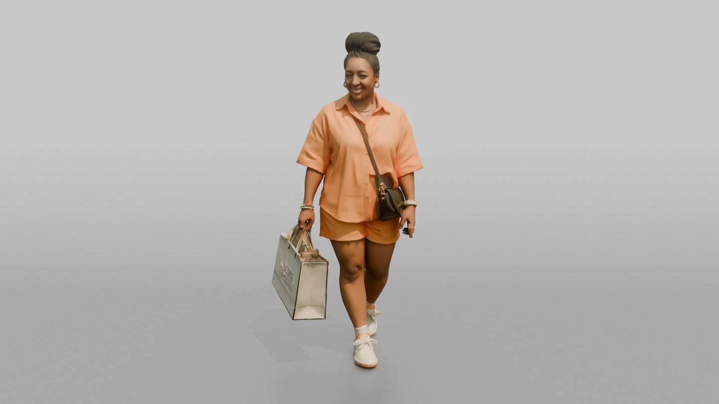 Vacationer Wearing Bright Orange Co Ord Shorts Set