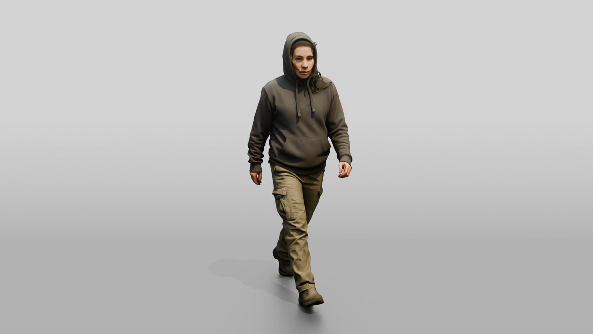 Central American Female Walking - 3D character model, view 5