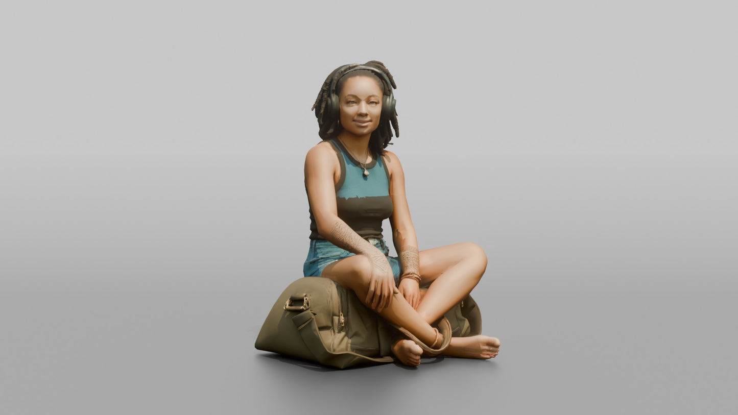 Vacationer Wearing Denim Shorts And Tank Top