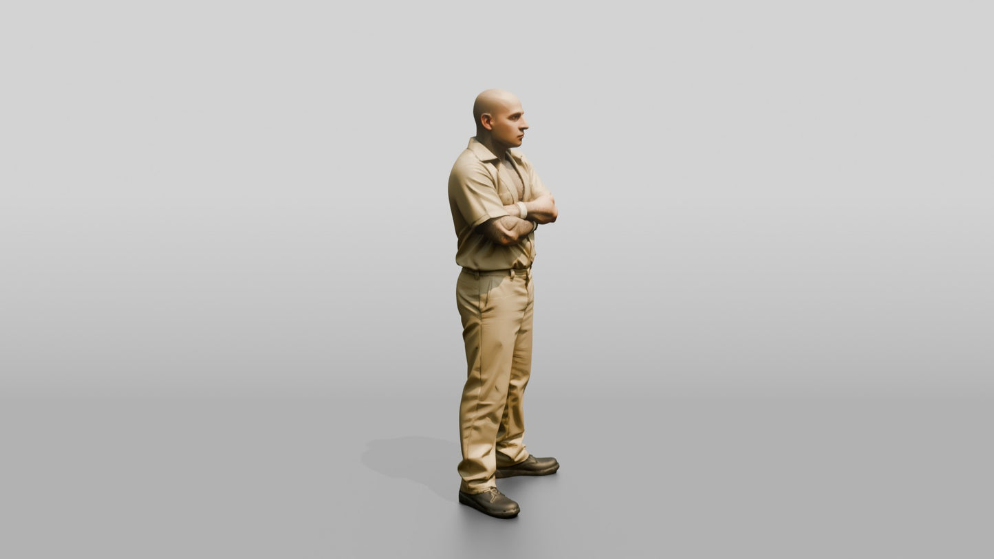 Latino Male Prisoner in a Khaki Uniform
