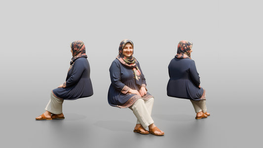 Plus-Size Middle-Aged Persian Woman in Floral Hijab