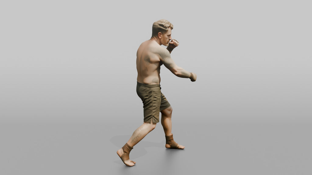 Bare-Knuckle Fighter Winding Up a Right Cross