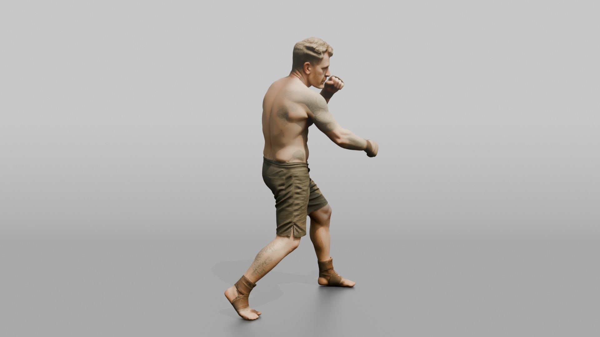 Bare-Knuckle Fighter Winding Up a Right Cross