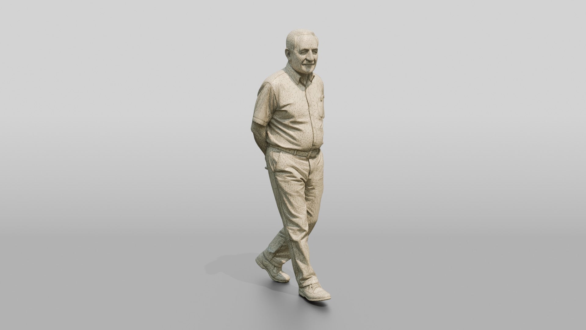 Elderly Turkish Man Walking with Hands Behind His Back