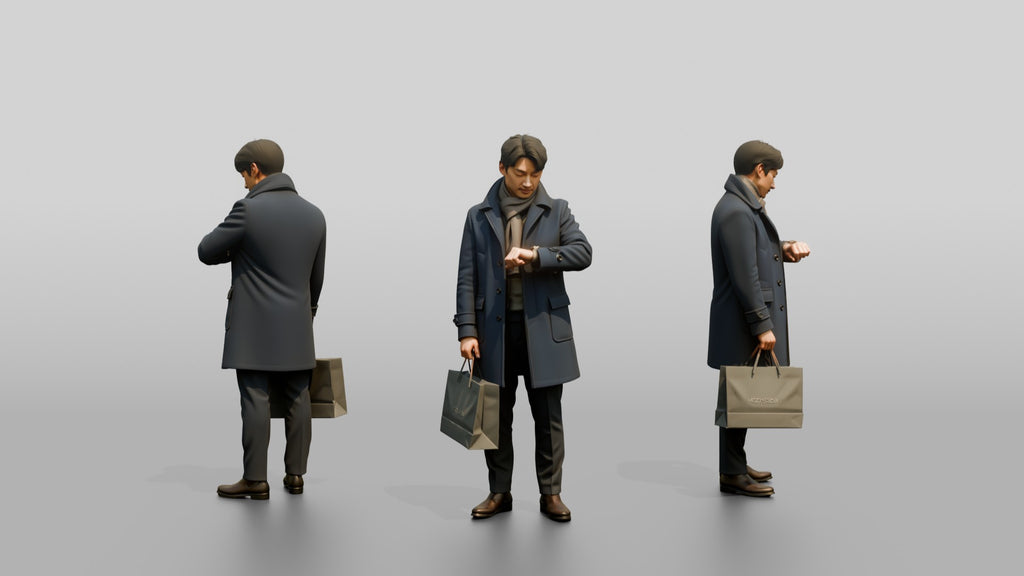 Man Checking His Watch in Winter Coat