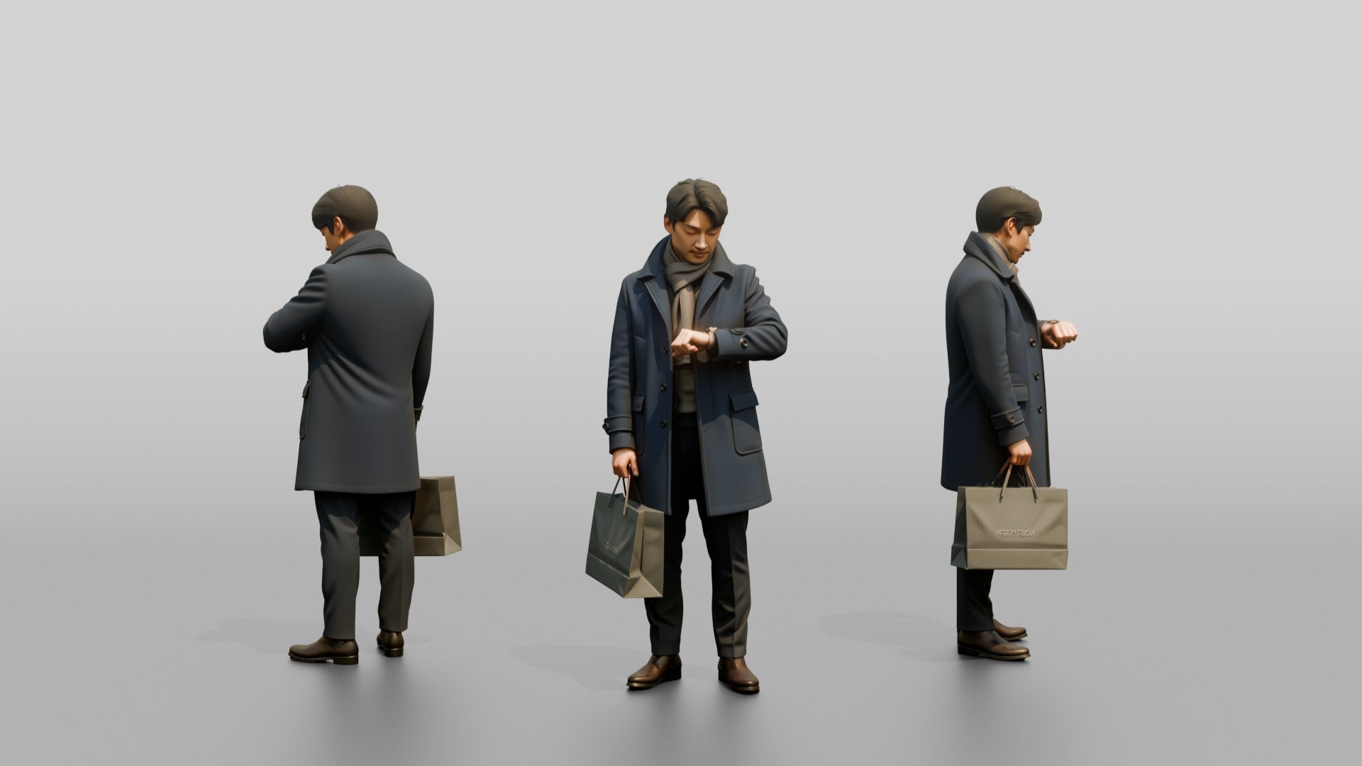 Man Checking His Watch in Winter Coat