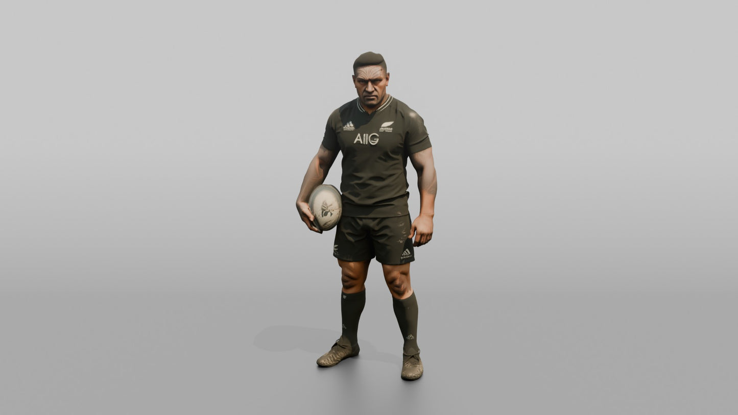 Maori Player Holding the Ball with a Menacing Stare