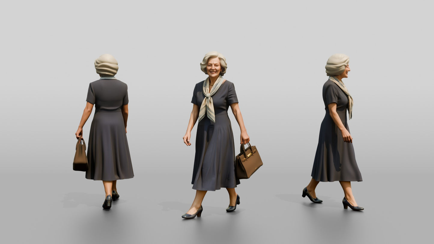 Elderly Curvy Italian Woman Holding an Elegant Handbag