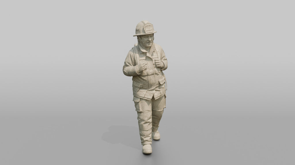 Firefighter Woman Carrying a Large Water Pump Bag