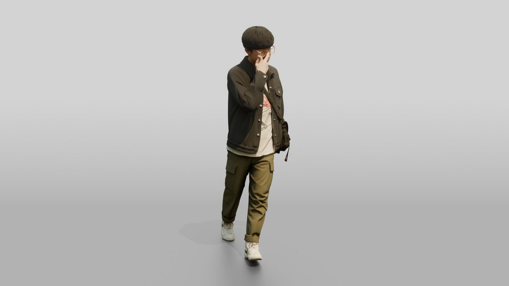 Asian Man Adjusting Glasses