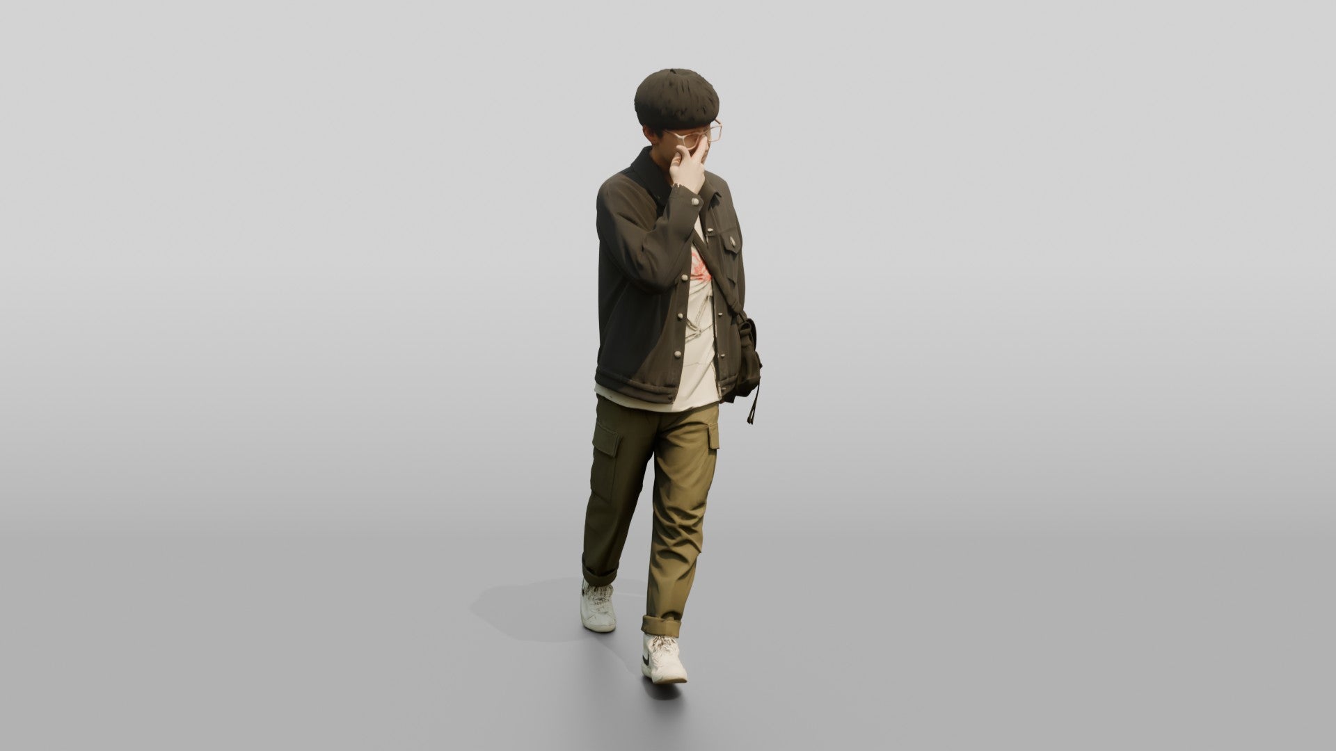 Asian Man Adjusting Glasses