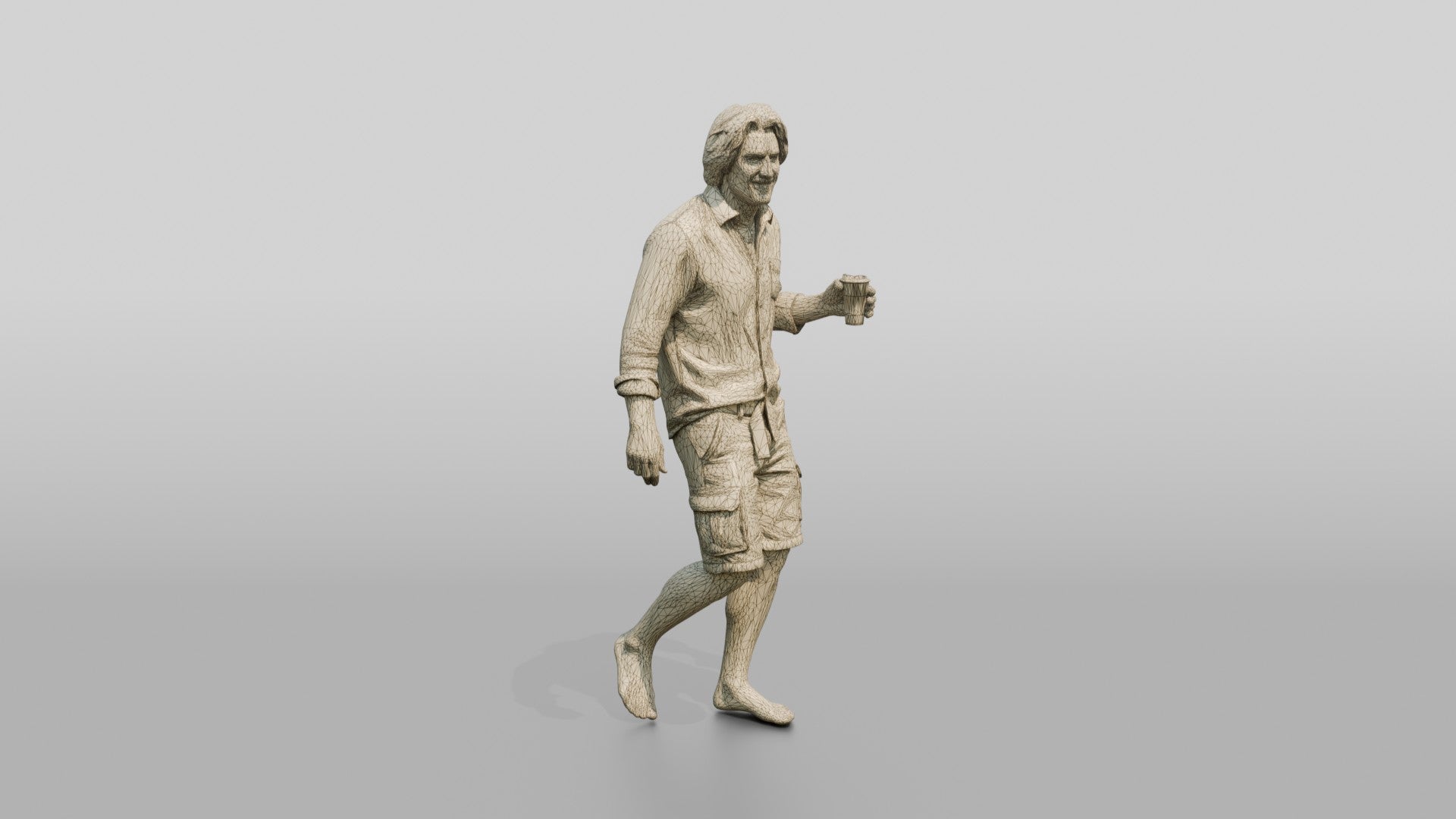 Man with a Drink in Linen Shorts