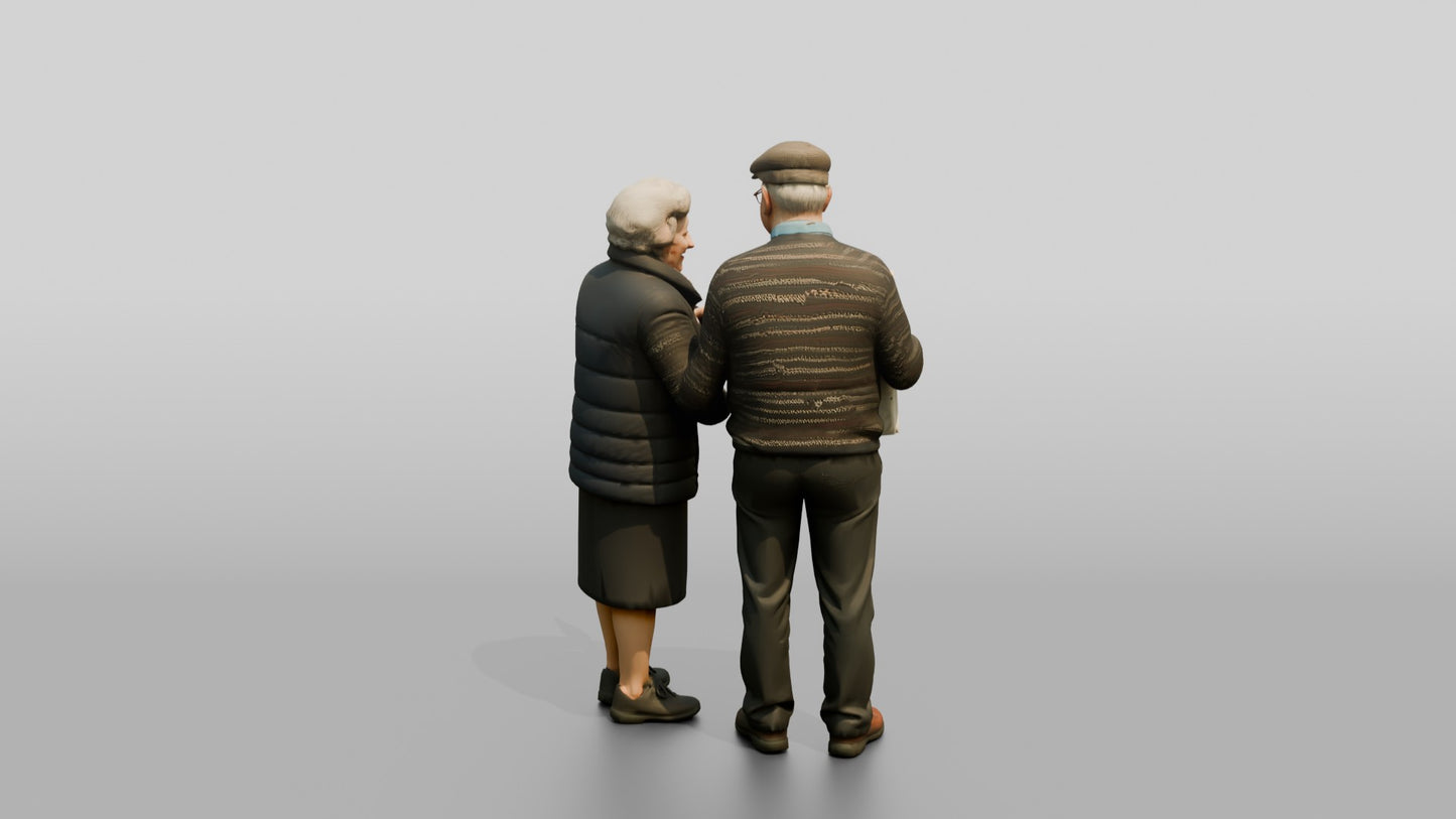 Elderly Couple Reading Map with Umbrella