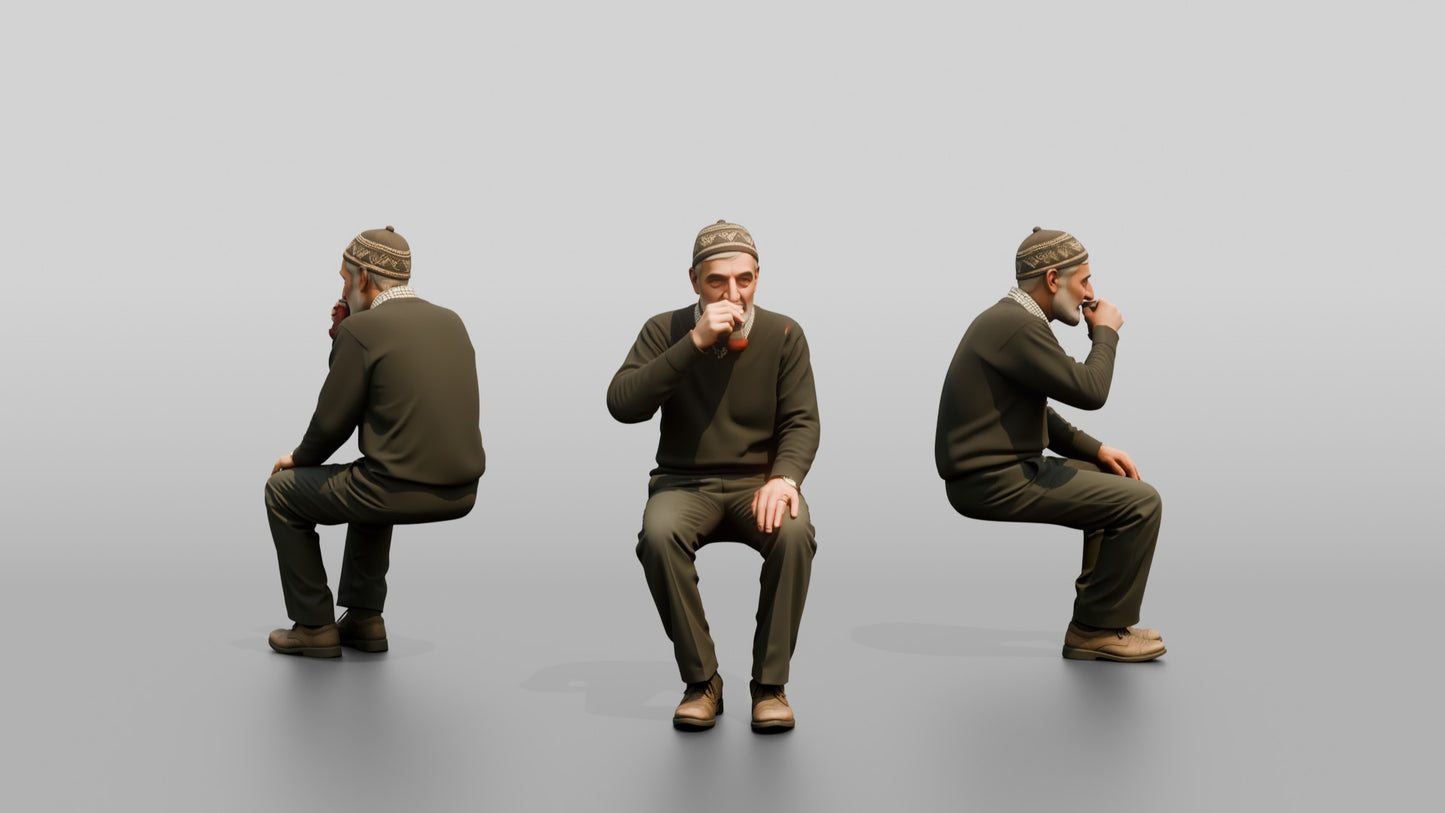 Man Sipping Traditional Tea