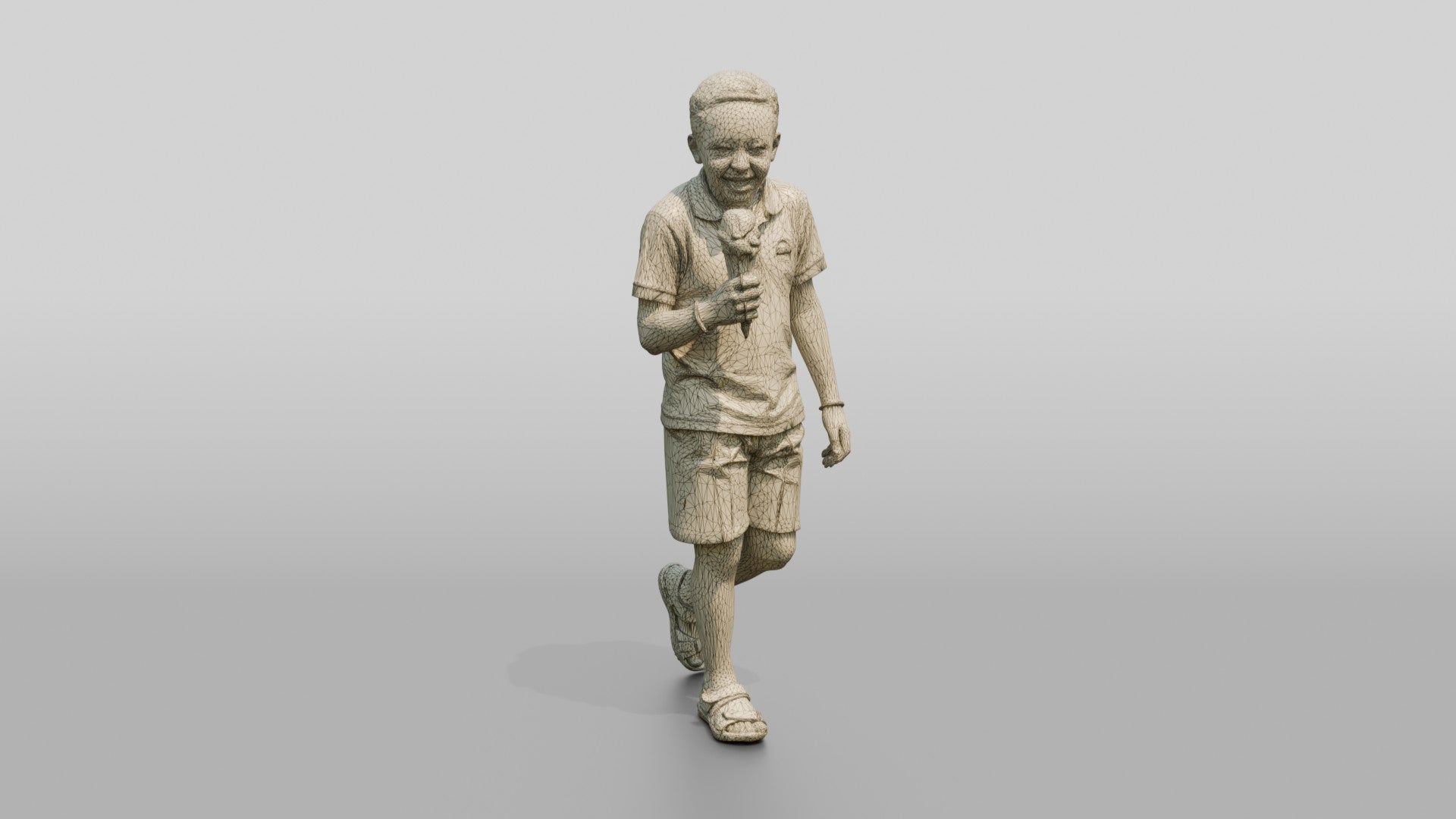 Young African Boy Holding an Ice Cream Cone