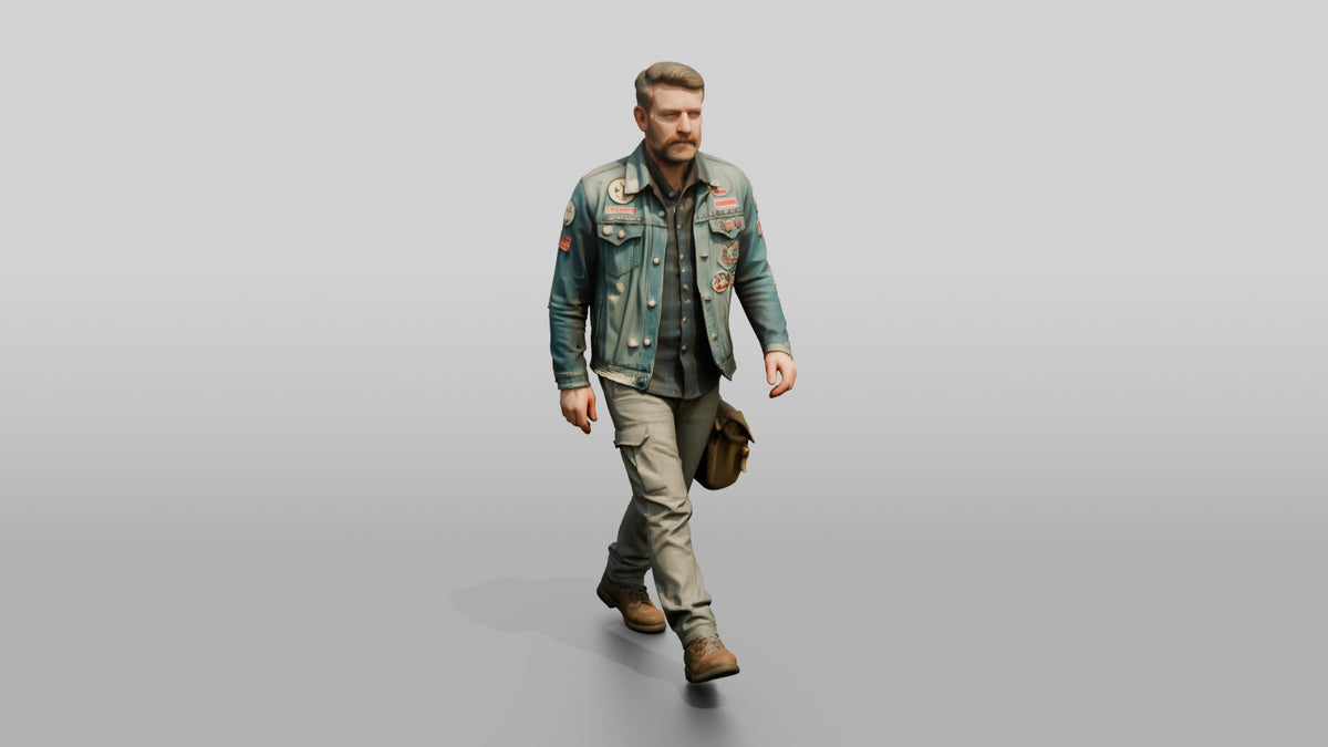 Caucasian Male Walking - 3D character model, view 5