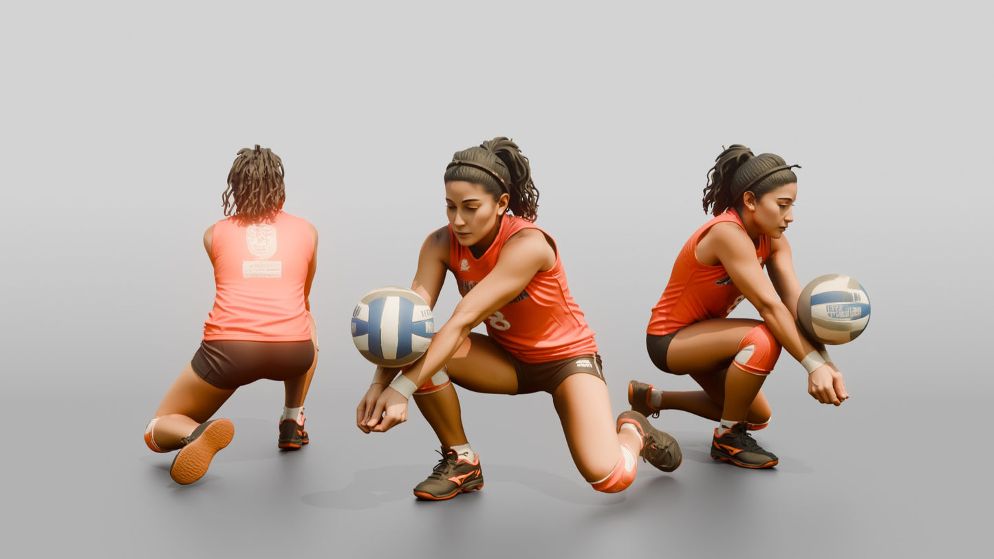 Female Volleyball Player in Orange Jersey
