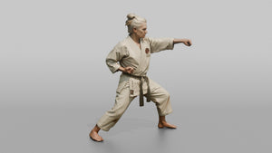 Karate Sensei Explosive Reverse Punch - 3D character model, view 1