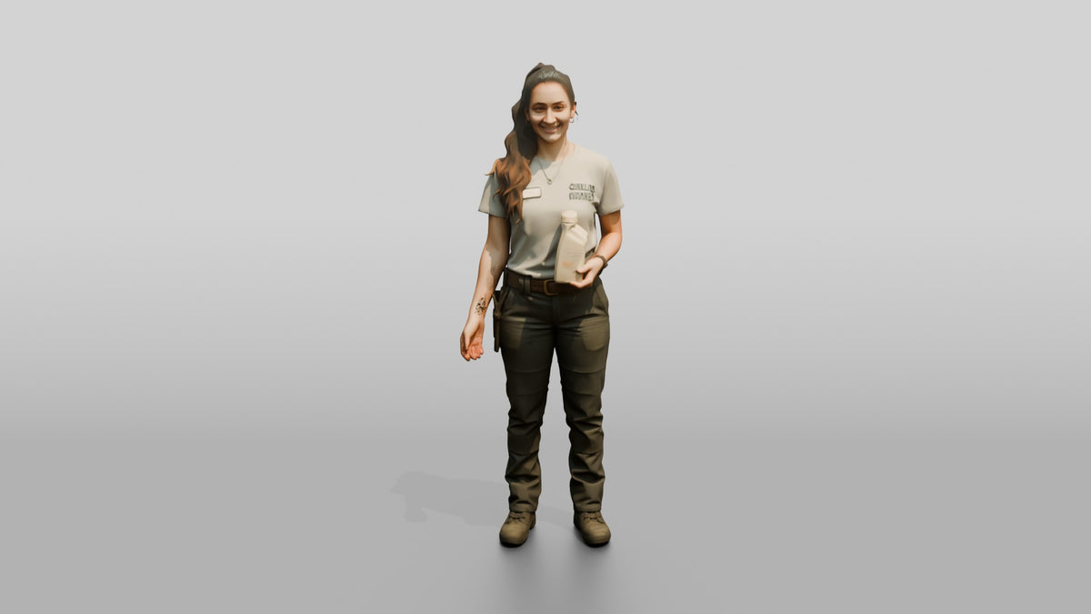 Mechanic Holding an Oil Bottle - 3D character model, view 5