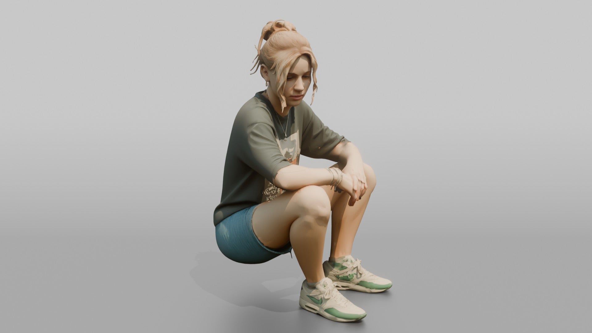 Teenager Sitting on a Curb in Streetwear