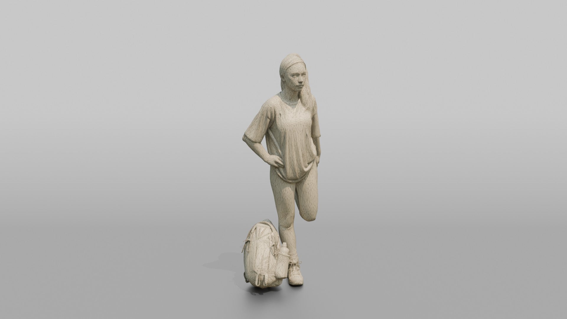 Trekker Stretching Her Quadriceps